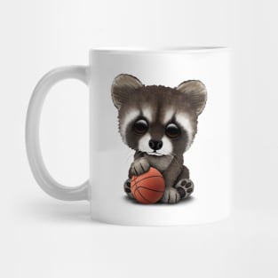 Cute Baby Raccoon Playing With Basketball Mug